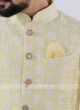 Attractive Light Yellow Color Nehru Jacket Suit